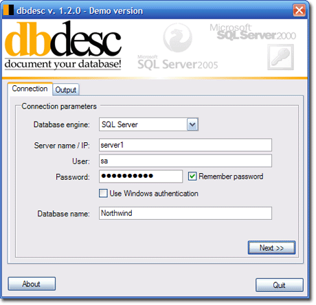 dbdesc 1.2 screenshot
